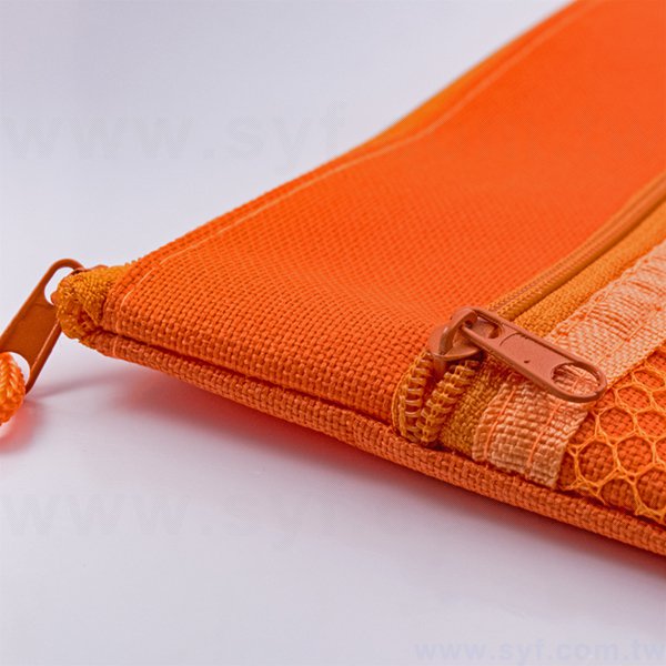雙層拉鍊袋-牛津布材質加尼龍網格W34xH24cm-單面單色印刷_2
